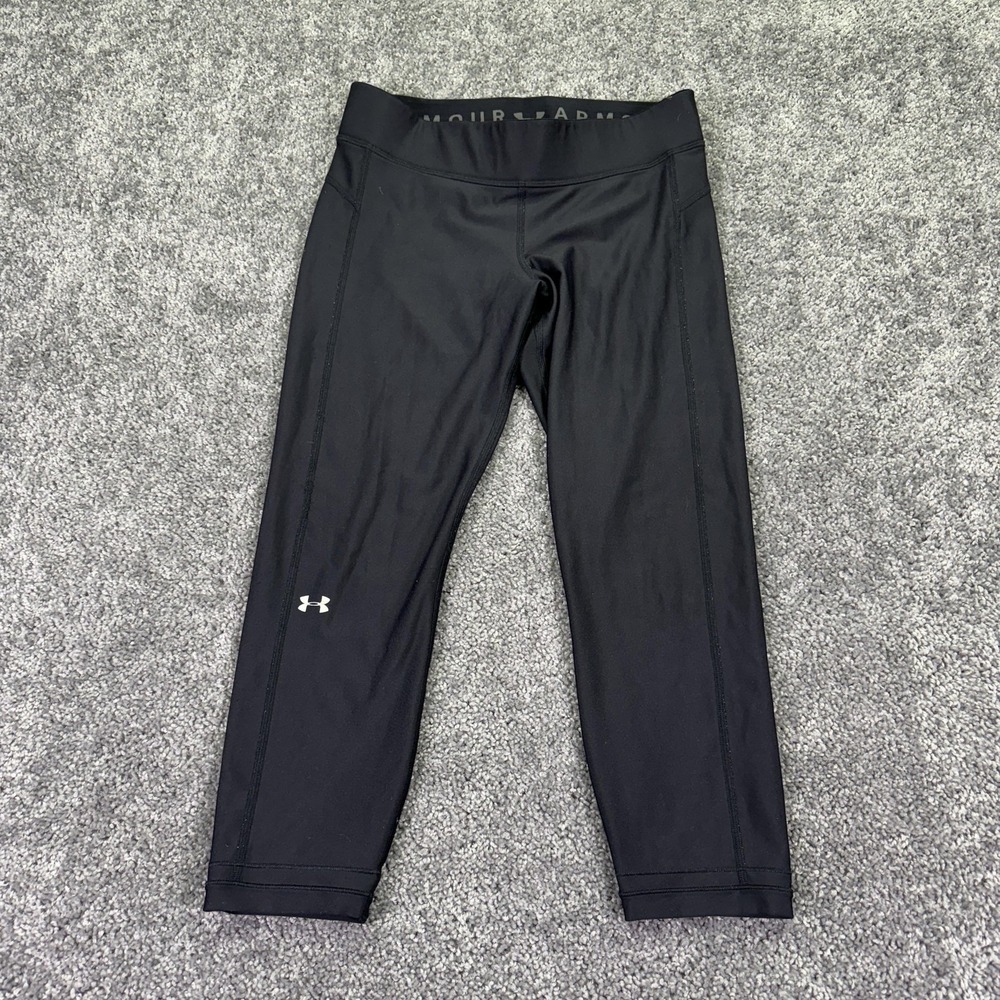 Under Armour Leggings Womens Large Black HeatGear Compression Athletic Logo